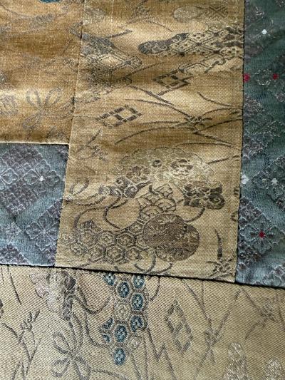 Antique Japanese Silk Kesa Monks Robe with Patchwork Meiji Era