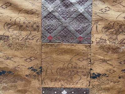 Antique Japanese Silk Kesa Monks Robe with Patchwork Meiji Era