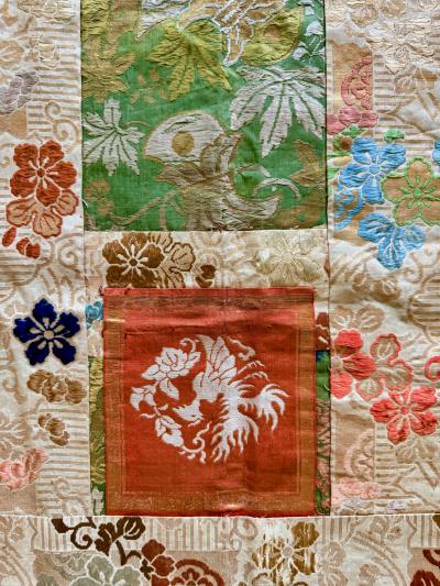 Antique Japanese Silk Kesa Monks Robe with Patchwork Meiji Era
