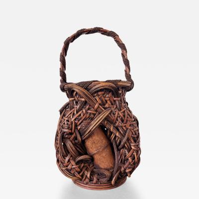 Antique Japanese Smoked Bamboo Mingei Basket Ikebana