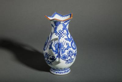 Antique Japanese Unusually Shaped Blue and White Vase