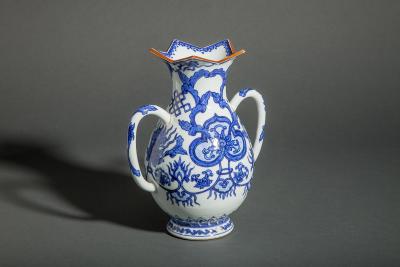 Antique Japanese Unusually Shaped Blue and White Vase