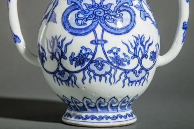 Antique Japanese Unusually Shaped Blue and White Vase