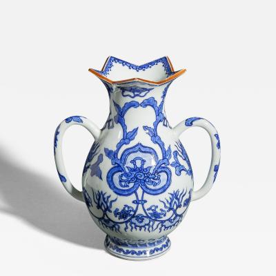 Antique Japanese Unusually Shaped Blue and White Vase