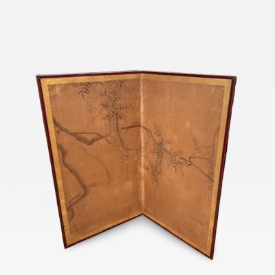 Antique Japanese Wisteria Screen Signature