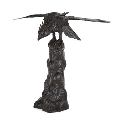 Antique Japanese patinated bronze eagle