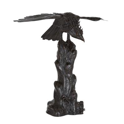 Antique Japanese patinated bronze eagle