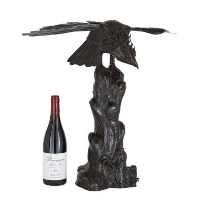 Antique Japanese patinated bronze eagle