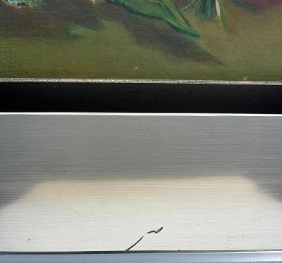 Antique Juan Gil Garcia Floral Still Life Oil Painting on Canvas Silvered Frame