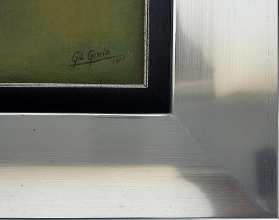 Antique Juan Gil Garcia Floral Still Life Oil Painting on Canvas Silvered Frame