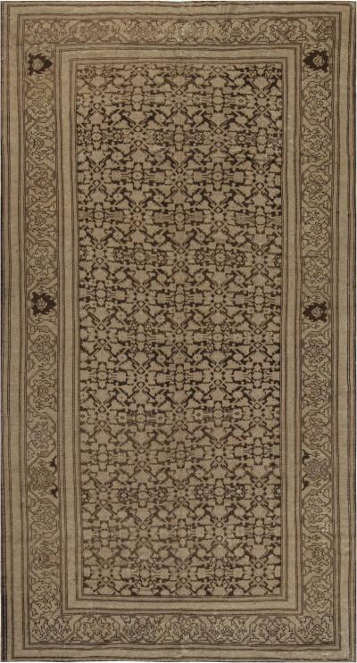Antique Karabagh Botanic Brown Beige Handmade Wool Rug