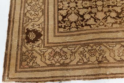 Antique Karabagh Botanic Brown Beige Handmade Wool Rug
