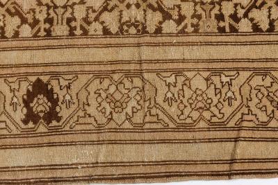 Antique Karabagh Botanic Brown Beige Handmade Wool Rug