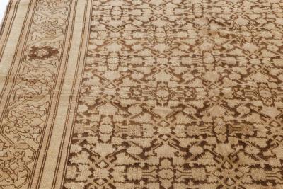 Antique Karabagh Botanic Brown Beige Handmade Wool Rug