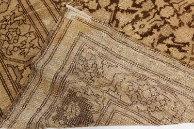 Antique Karabagh Botanic Brown Beige Handmade Wool Rug