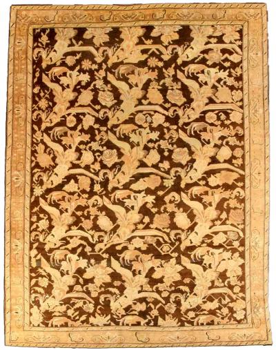 Antique Karabagh Botanic Brown Handmade Wool Carpet