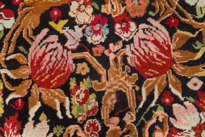 Antique Karabagh Floral Colorful Handmade Wool Rug
