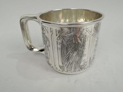 Antique Kerr American Art Nouveau Sterling Silver Fairytale Baby Set