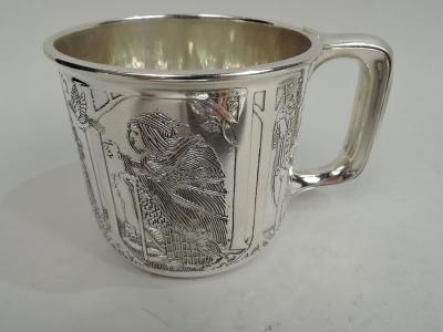 Antique Kerr American Art Nouveau Sterling Silver Fairytale Baby Set