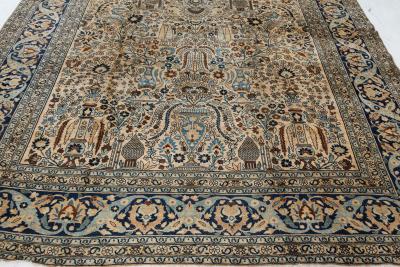 Antique Khorassan Botanic Design Handmade Wool Rug