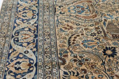 Antique Khorassan Botanic Design Handmade Wool Rug