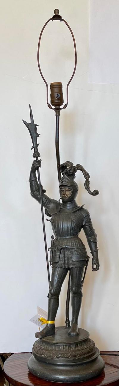 Antique Knight in Armor Figural Table Lamp