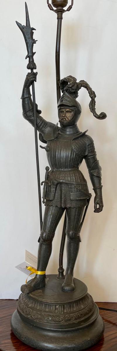 Antique Knight in Armor Figural Table Lamp