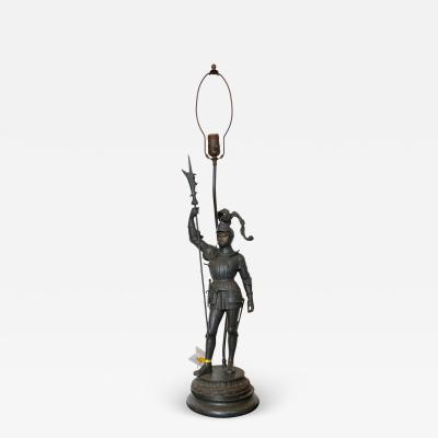 Antique Knight in Armor Figural Table Lamp
