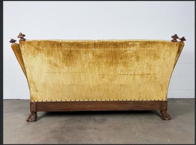 Antique Knole Style Sofa Hand Carved Walnut Silk Velvet c 1900 1920s