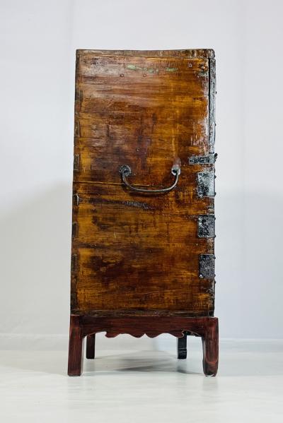 Antique Korean Blanket Chest with a Bronze Lock Iron Hardware