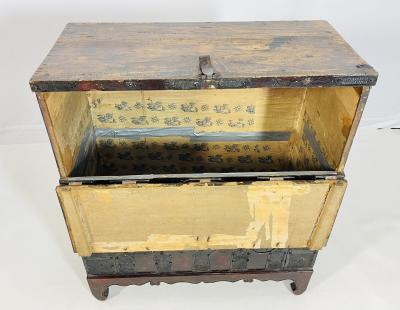 Antique Korean Blanket Chest with a Bronze Lock Iron Hardware