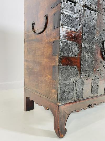 Antique Korean Blanket Chest with a Bronze Lock Iron Hardware