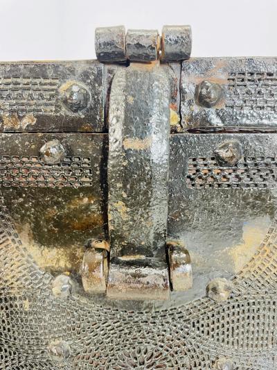 Antique Korean Blanket Chest with a Bronze Lock Iron Hardware