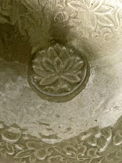 Antique Korean Ceramic Bowl with Carved Design Goryeo Dynasty