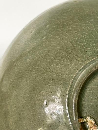 Antique Korean Ceramic Bowl with Carved Design Goryeo Dynasty