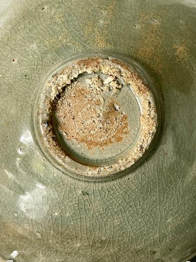 Antique Korean Ceramic Bowl with Incised Design