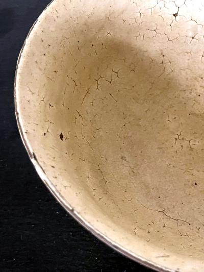 Antique Korean Ceramic Komogai Chawan with Tamagode Glaze