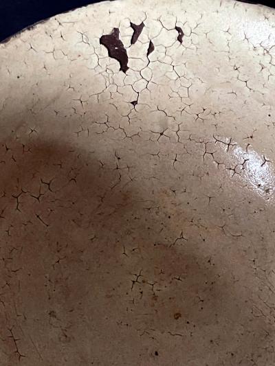 Antique Korean Ceramic Komogai Chawan with Tamagode Glaze