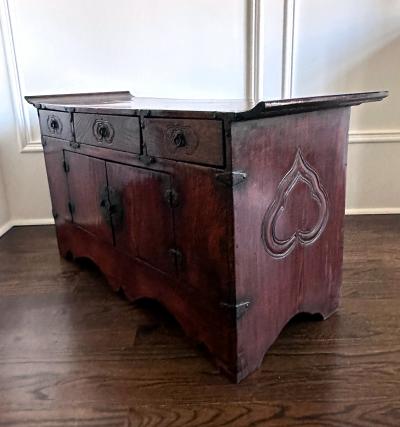 Antique Korean Scholar Book Storage Chest with Buddhism Symbols