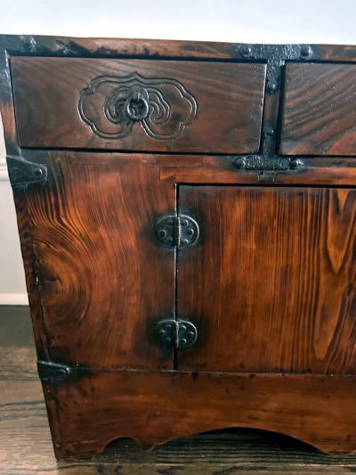 Antique Korean Scholar Book Storage Chest with Buddhism Symbols