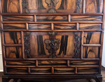 Antique Korean Two Level Storage Chest Ich ung Jang with Persimmon Panels