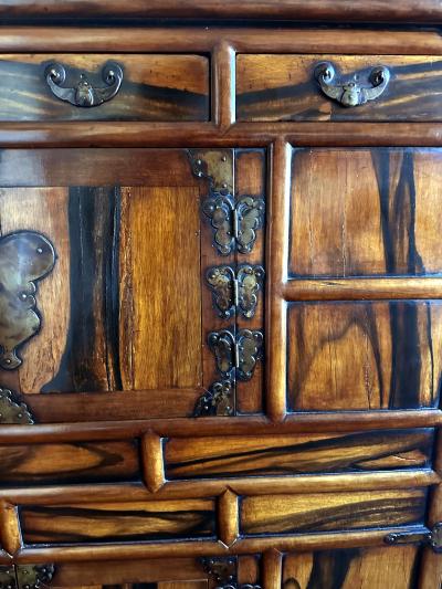 Antique Korean Two Level Storage Chest Ich ung Jang with Persimmon Panels