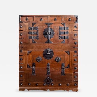 Antique Korean Two Level Wood Chest Jeon Ju Jang