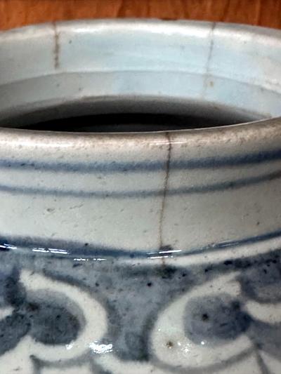 Antique Korean White and Blue Porcelain Jar with Dragon Joseon Dynasty