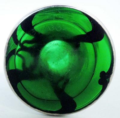 Antique La Pierre American Art Nouveau Green Silver Overlay Vase