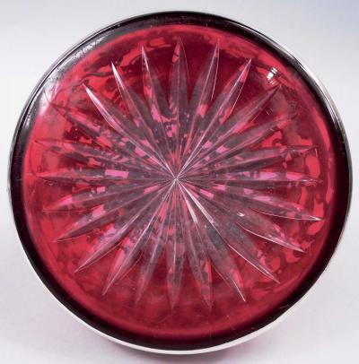 Antique La Pierre Art Nouveau Red Silver Overlay Jug Decanter