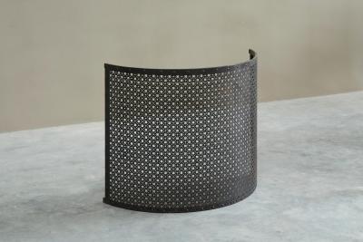 Antique Large Demi Lune Fire Screen in Wrought Iron 19th Century