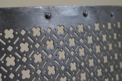 Antique Large Demi Lune Fire Screen in Wrought Iron 19th Century