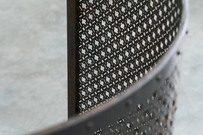 Antique Large Demi Lune Fire Screen in Wrought Iron 19th Century