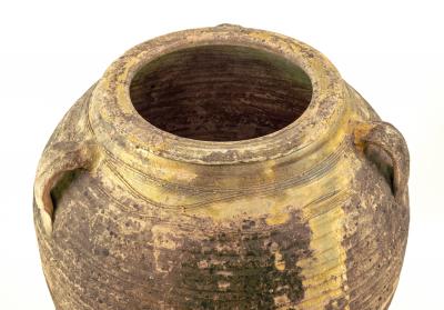 Antique Large Spanish Terracotta Olive Jar With 3 Handles